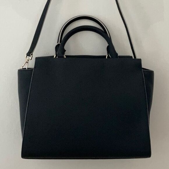 KATE SPADE NWT LEEWOOD PLACE MAKAYLA SCALLOP FULL SIZE BLACK SATCHEL BAG CROSS - Picture 8 of 15
